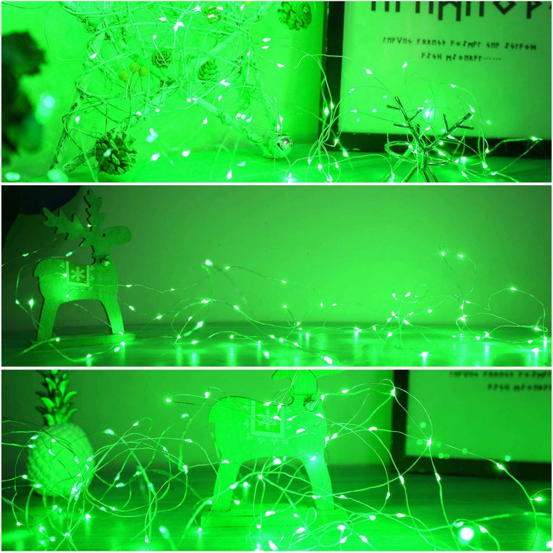 YAOZHOU St Patrickâ€™s Day Decorations Green Fairy String Lights,Christmas Indoor Battery Operated with Timer, 2 Pack Total 33FT 100 Led Mini Battery Powered Mason Jar Firefly Lights DIY Party - Image 5