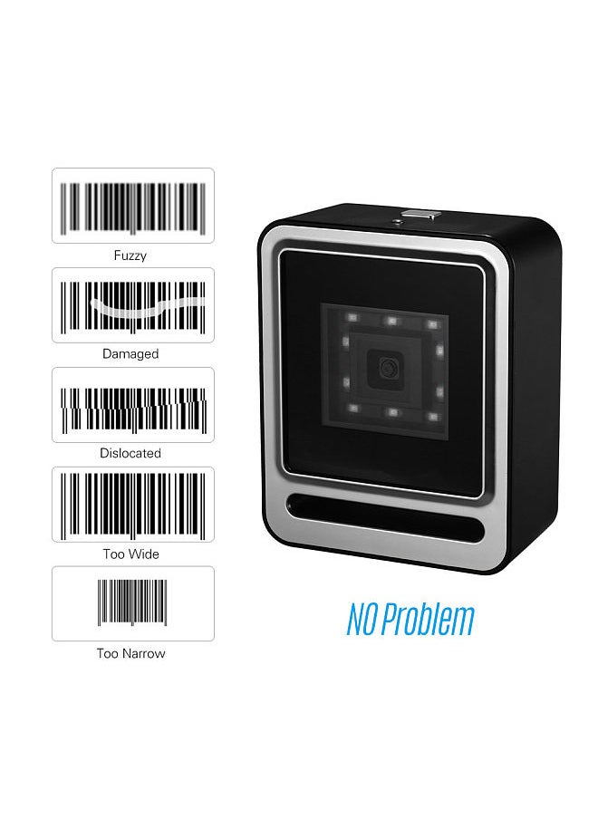 Generic Hands-free USB Wired 1D 2D QR Barcoder Scanner Desktop Omnidirectional Bar Code Reader Platform with Top Trigger Button Support Continue Scan/Auto Sense Mode for Supermarket Retail Store Mobile Payment Computer Screen  - Image 2