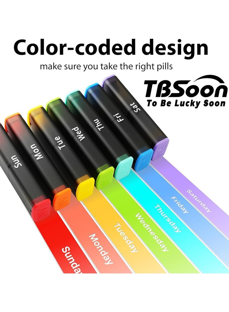 TBSoon 7 Day Medicine Pill Organizer, 14 Large Compartments (Each Day Can Take Apart Use Alone),Moisture-Proof,Dust-Proof, Travel Weekly/Daily Pill Box/Organizer/Case/Container/Dispenser, AM/PM 2 Times a Day, TBSoon - Image 2
