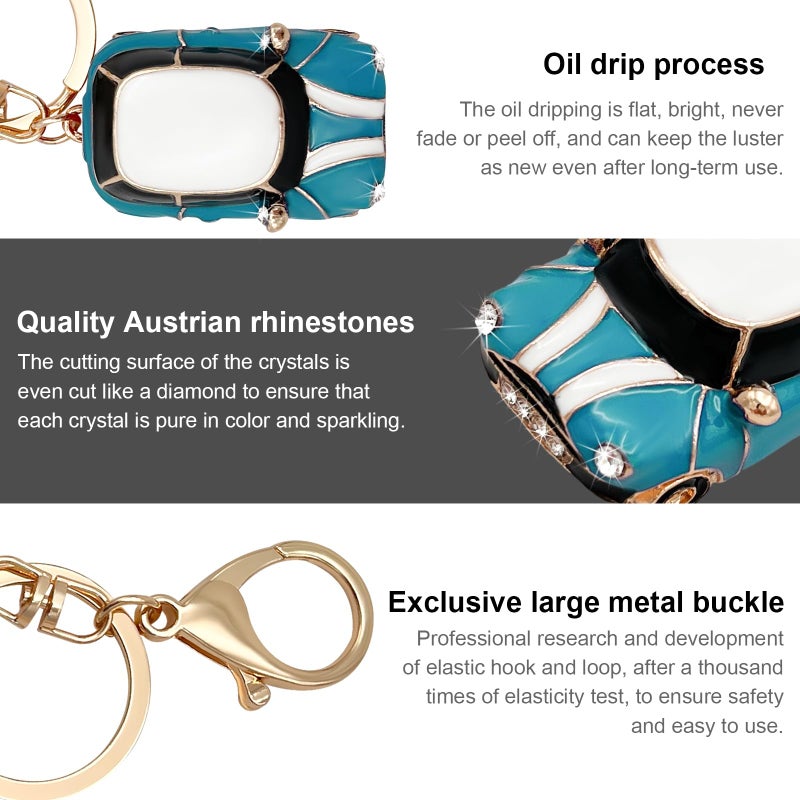 Sylvil Car Model Rhinestone Keychain, Creative Car Shape Keyring, 3D Metal Key Chain Gift for Men Women, Car Accessories (Lake Blue) - Image 3