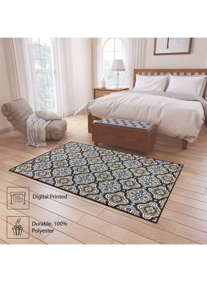 Status سجادة مكتب بتصميم زهور عتيق مطبوعة بتقنية 3D، لغرفة النوم، قاعة، في المنزل، سجادة أرضية مضادة للانزلاق (4 × 6 قدم) - Image 5