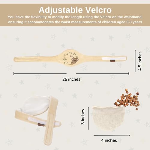 Pafuly Baby Colic Gas and Upset Stomach Relief for Newborns-100% Cherry Seed-Heated Tummy Wrap-Colic Baby Swaddling Belt for Natural Relief–Soothing and Calming (Beige) - Image 4