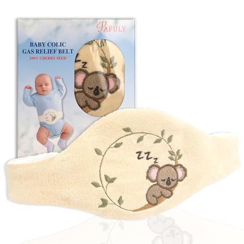 Pafuly Baby Colic Gas and Upset Stomach Relief for Newborns-100% Cherry Seed-Heated Tummy Wrap-Colic Baby Swaddling Belt for Natural Relief–Soothing and Calming (Beige) - Image 1
