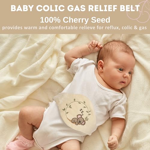 Pafuly Baby Colic Gas and Upset Stomach Relief for Newborns-100% Cherry Seed-Heated Tummy Wrap-Colic Baby Swaddling Belt for Natural Relief–Soothing and Calming (Beige) - Image 2