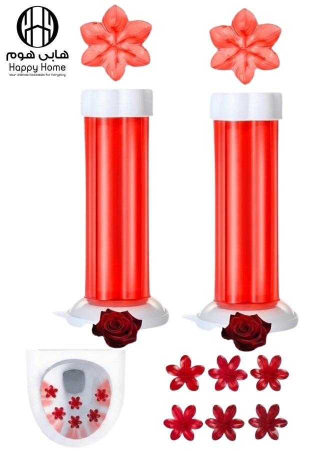 Happy Home 2Pcs Floral scented toilet gel cleaner, 120ml. A descaler and odor remover for a clean bathroom. Long-lasting freshness. Easy to use. 12 flower gels per bottle. The smell of roses - Image 1