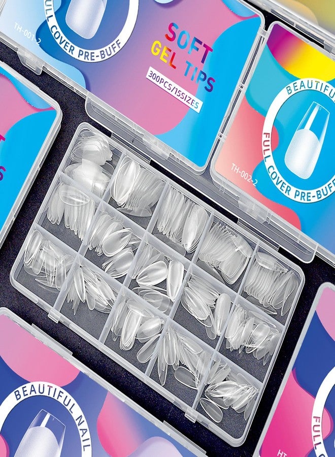 YIMART Press on Nails Short,300pcs Traceless Frosted ABS Artificial Nail Tips,NO Polishing Medium Design Matte Soft Gel Nail Tips for Extension Nail Salon (transparent, square) - Image 4