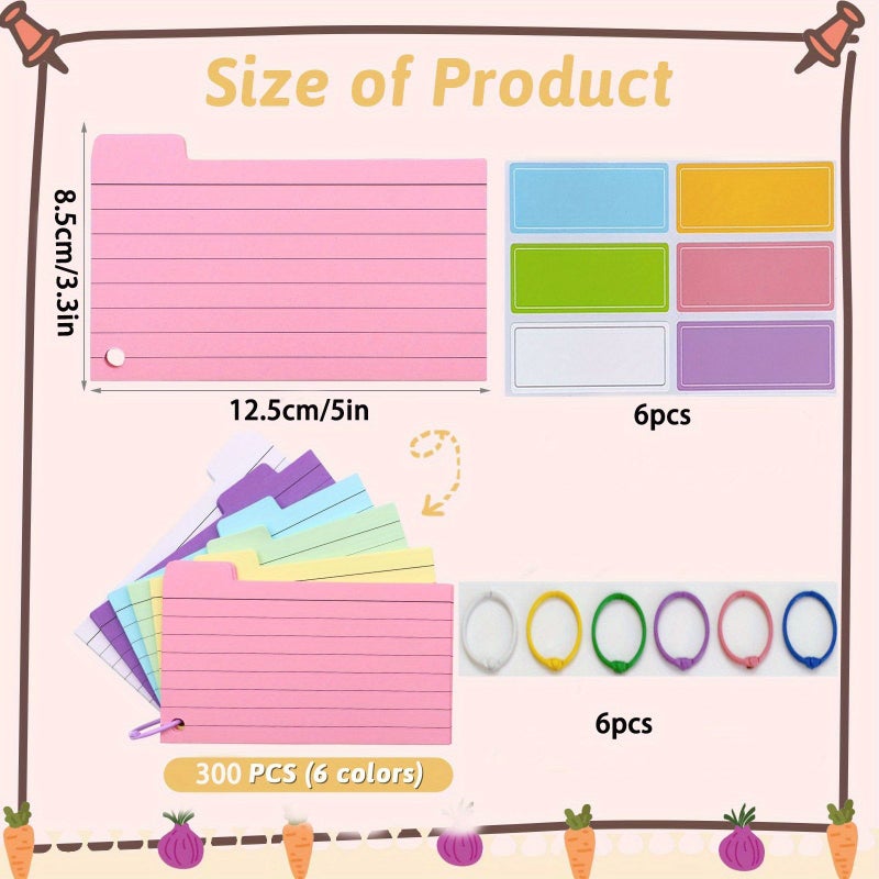 1 Set 300pcs Color Index Cards 3.3x5 Inches with Rings and Sticky Tabs - Image 2
