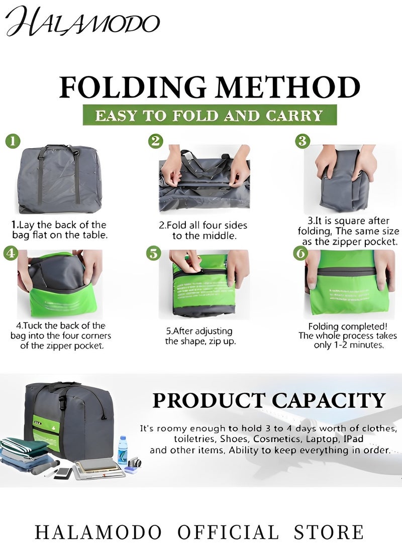 HALAMODO Travel Duffel Bag Foldable Sports Gym Tote Water Resistant Carry on Luggage Bag Weekender Overnight Bag Large Capacity Carry On Duffel Bag - Image 4