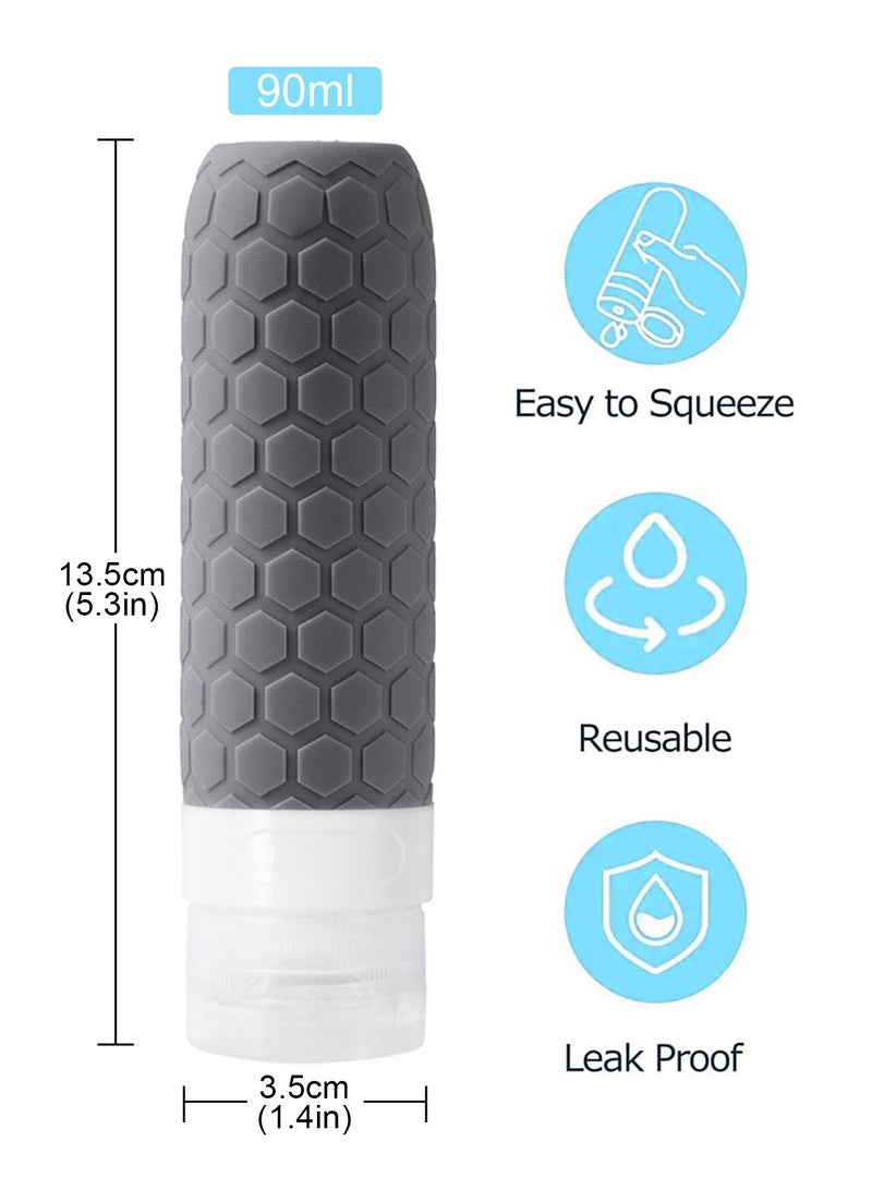 HomarKet 4 Silicone Travel Bottles for Toiletries with Labels & Clear Toiletry Bag Leak Proof for Shampoo Lotion Soap  Perfect for Traveling Gym  Camping - Image 2