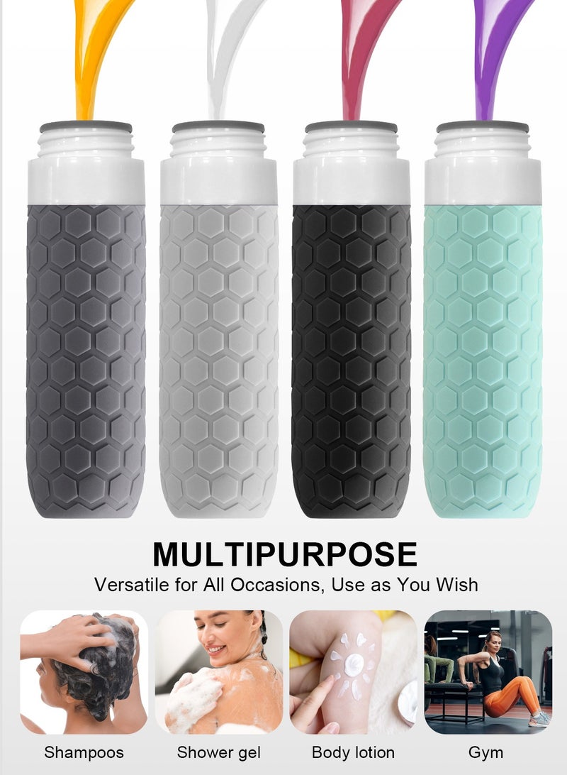 HomarKet 4 Silicone Travel Bottles for Toiletries with Labels & Clear Toiletry Bag Leak Proof for Shampoo Lotion Soap  Perfect for Traveling Gym  Camping - Image 3
