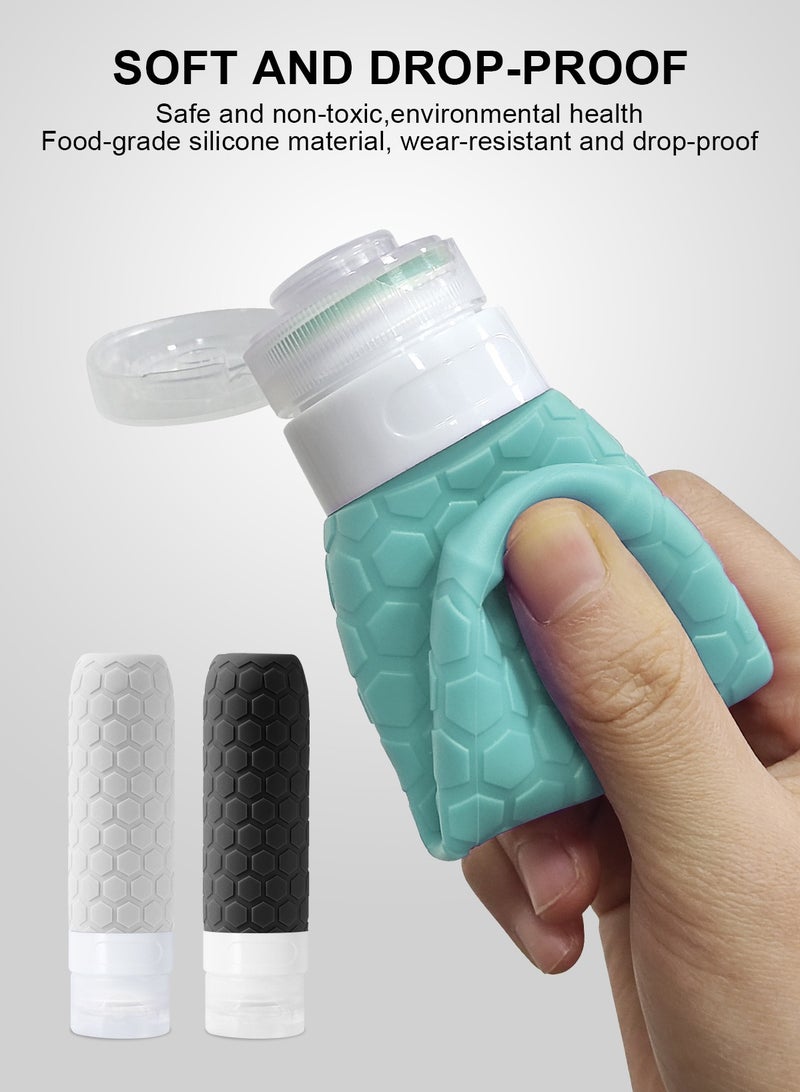 HomarKet 4 Silicone Travel Bottles for Toiletries with Labels & Clear Toiletry Bag Leak Proof for Shampoo Lotion Soap  Perfect for Traveling Gym  Camping - Image 4