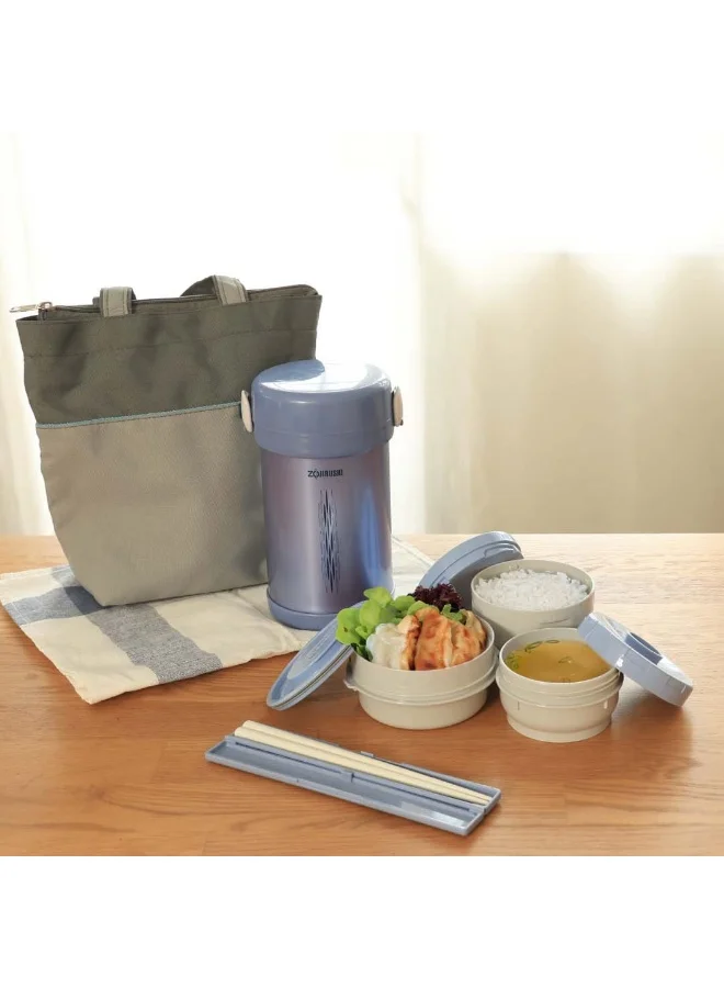 زوجيروشي Zojirushi Stainless Steel Vacuum Lunch Jar, 0.84L, Blue