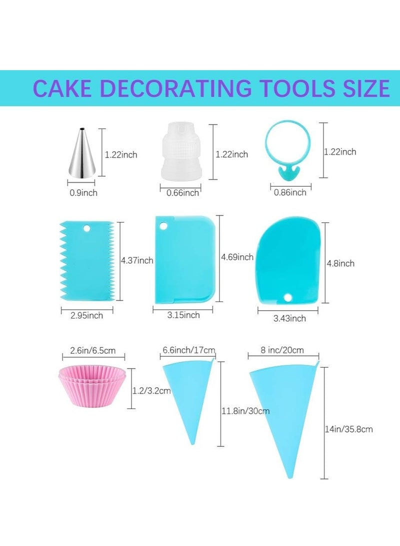 SYOSI 25 Pcs Cake Decorating Kits with Piping Bags and Tips - Includes 14 Stainless Steel Baking Nozzles, 2 Reusable Silicone Pastry Bags, 3 Icing Smoothers, 2 Couplers, Ties & Cupcake Molds - Image 3