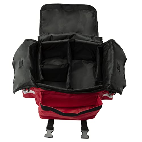 NOVAMEDIC Professional Red First Responder Bag – 17” x 9” x 7” | Empty EMT Trauma Kit Carrier with Removable Dividers, Reflective Strips, Water-Resistant Base - Image 5