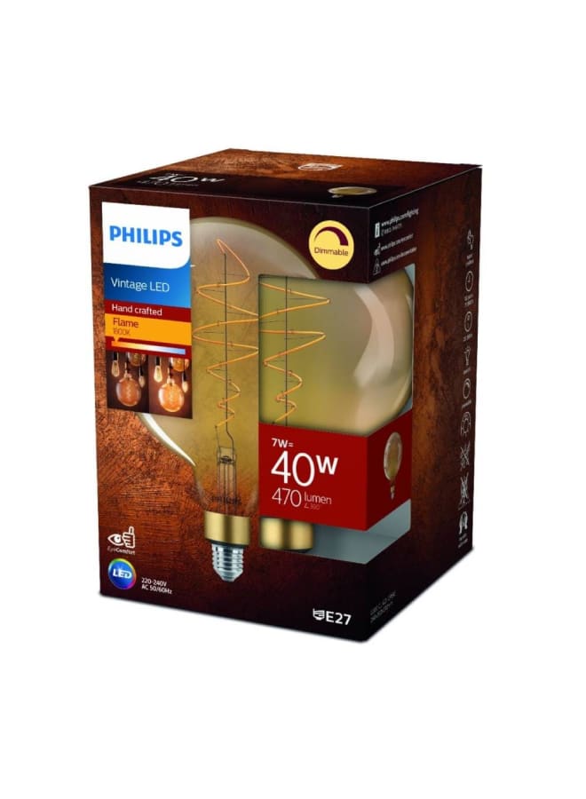 Philips Filament LED Bulb 7W Equivalent 40W, Warm E27 G200 GOLD DIM - Image 2