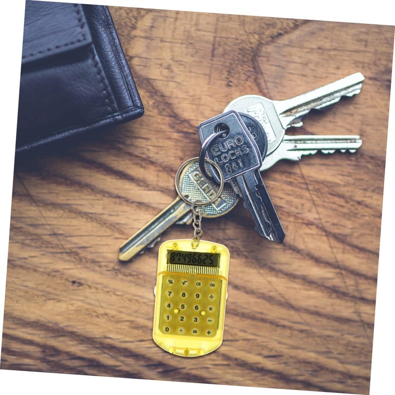 Yellow 4 Pack Mini Keychain Calculator Portable Flip Design Lightweight For Students Office - Image 5