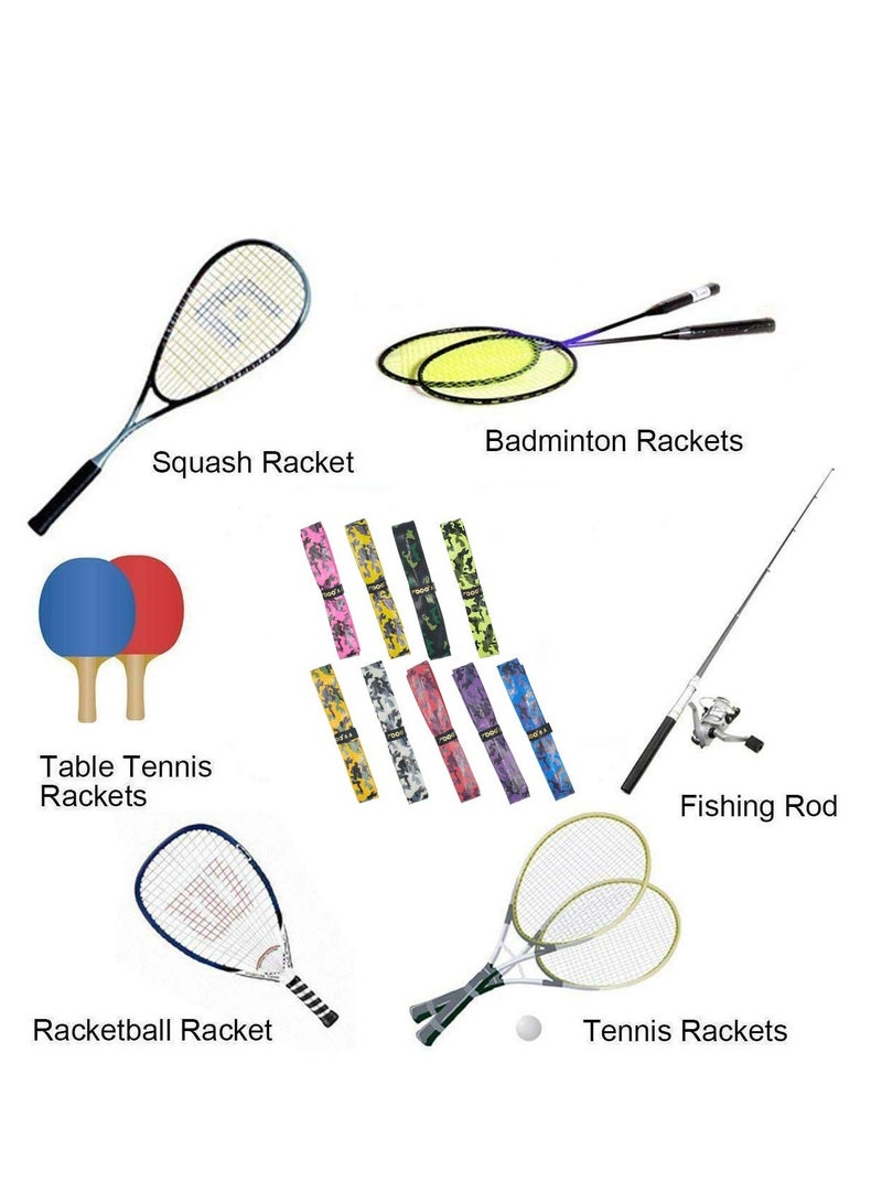 KASTWAVE Tennis Racket Grip Tape 9 Pcs Keel Design Camouflage Non-Slip Tape for Tennis Racket Badminton Racket Baseball Bat Bicycle Grip Fishing Grip - Image 4
