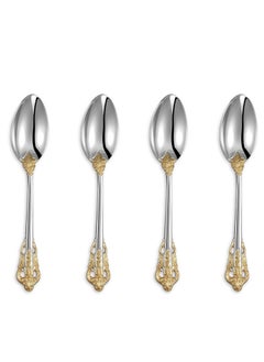 SYOSI SYOSI Gorgeous 6.3" Small spoons, 18/10 Stainless Steel, Luxury Teaspoons, Stirring, Mixing, Sugar, Cake, Dessert Spoons, Dishwasher Safe, Fine Mirror Polished(4PCS Gold Accent)  - Image 1