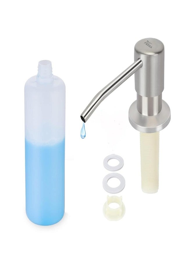Fossa Soap Dispenser for Kitchen Sink | Built-in Stainless Steel Liquid Soap Dispenser with 300ml Refillable Bottle | Sink Mounted Hand Wash & Dish Liquid Pump for Kitchens Silver (Matte Finish) - Image 1