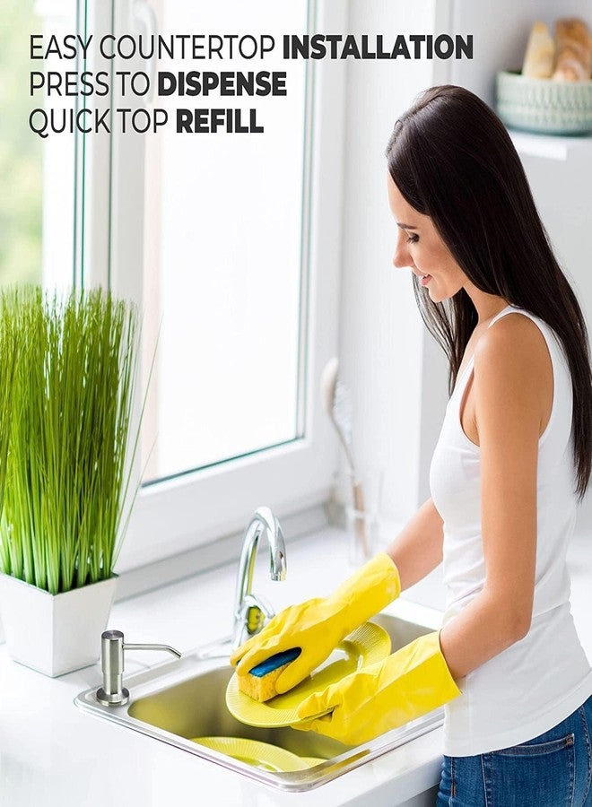 Fossa Soap Dispenser for Kitchen Sink | Built-in Stainless Steel Liquid Soap Dispenser with 300ml Refillable Bottle | Sink Mounted Hand Wash & Dish Liquid Pump for Kitchens Silver (Matte Finish) - Image 4