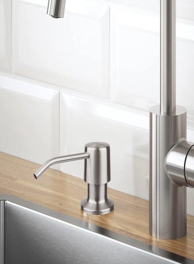 Fossa Soap Dispenser for Kitchen Sink | Built-in Stainless Steel Liquid Soap Dispenser with 300ml Refillable Bottle | Sink Mounted Hand Wash & Dish Liquid Pump for Kitchens Silver (Matte Finish) - Image 3