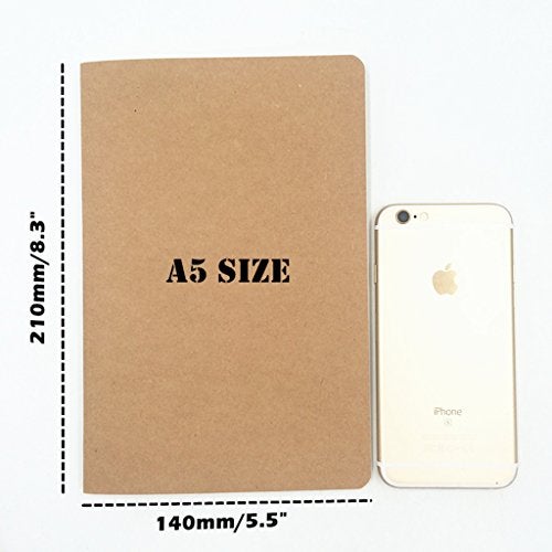 ALIMITOPIA 6 pack Notebook Brown Softcover Thread-bound Notebook Journal Diary Memo Notepad,A5 Size(5.5"X8.3"),30 sheets(Ruled Pages) - Image 2