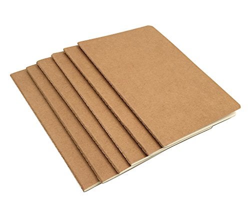 ALIMITOPIA 6 pack Notebook Brown Softcover Thread-bound Notebook Journal Diary Memo Notepad,A5 Size(5.5"X8.3"),30 sheets(Ruled Pages) - Image 1
