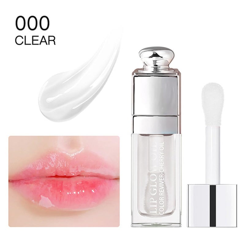 GECOMO Hydrating Lip Glow Oil, Lip Oil Gloss Transparent Toot Tinted Nourishing Long Lasting Repairing Lightening Lip Lines (CLEAR) 0.2 OZ - Image 2