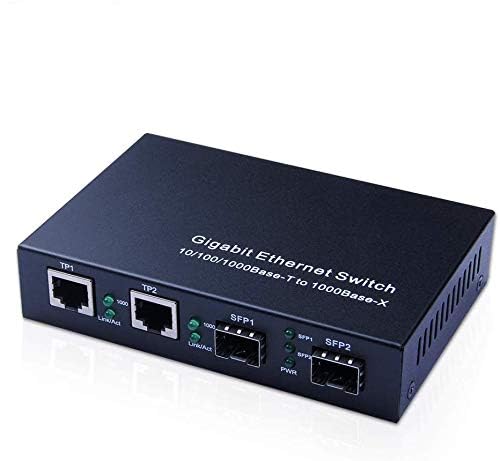 ipolex Gigabit SFP to RJ45 Fiber to Ethernet Media Converter, Dual 10/100/1000Mbps RJ45 Ports to 1000Base-SX/LX/EX SFP Slots, Support Gigabit SFP Modules, Without Transceiver - Image 2