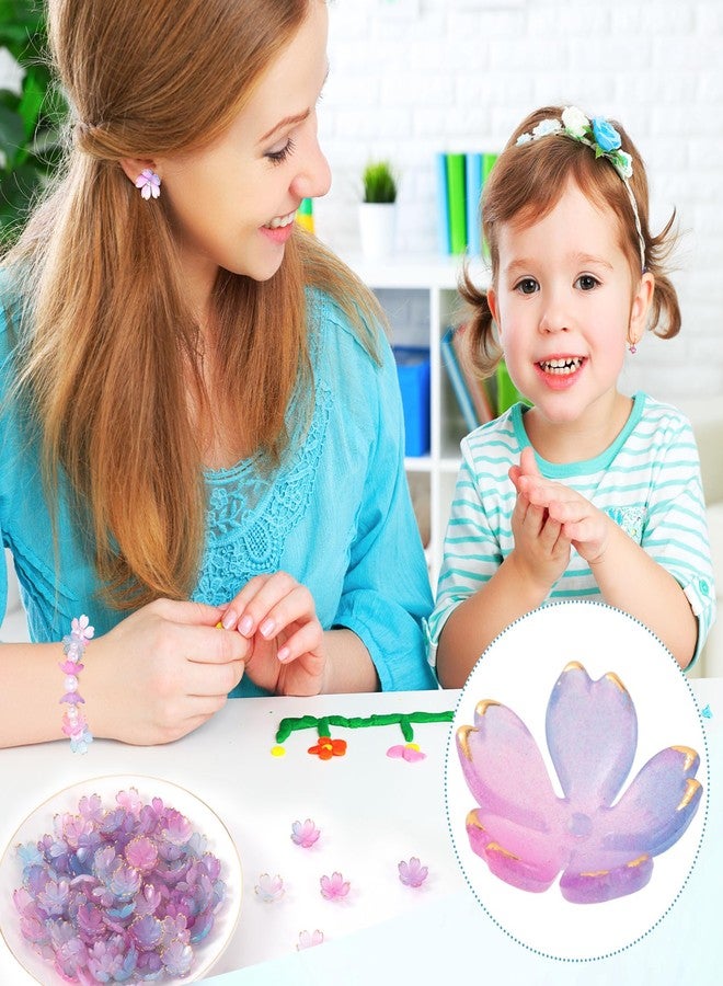CustomyLife 100pcs Cherry Blossom Beads, 5-Petal Purple Gradient Acrylic Flower Beads, Mini Spacer Hair Accessories Halloween Christmas for Bracelets Earring Jewelry Making - Image 5