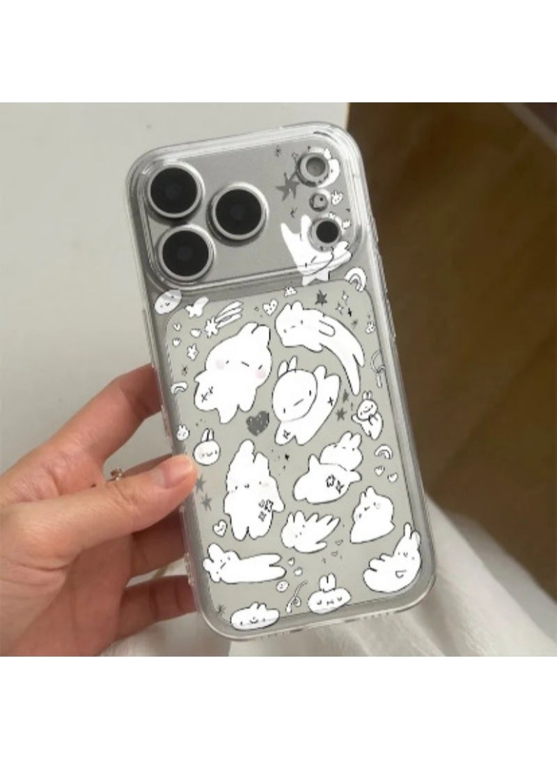 Apple iPhone 17 Pro Max phone case with a cute transparent cartoon bunny design for drop protection