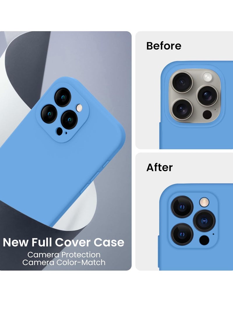 Designed for iPhone 15 Pro Max Case, Silicone Upgraded [Camera Protection] for iPhone 15 ProMax Case with [2 Screen Protectors], Anti-Scratch Microfiber Lining, 6.7 inch, Blue