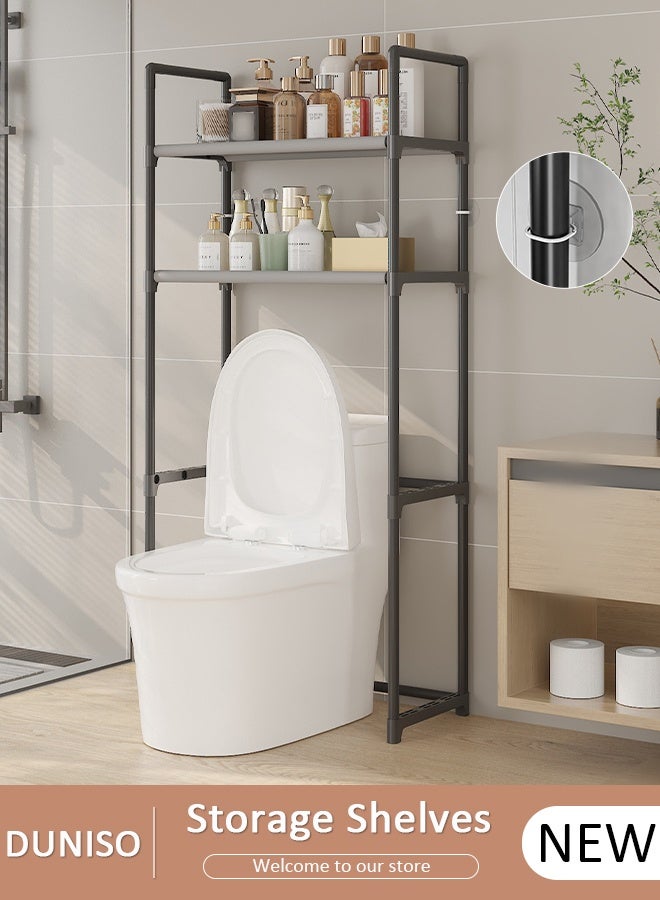 DUNISO 3 Tier Storage Shelves, Stable Bathroom Shelf Organizer, Storage Rack with Armrests, Removable Free Standing Rack, Multipurpose Rack for Over The Toilet Bathroom, Shelving Unit for Laundry Room,Living Room,Garage,Pantry,Study Room - Image 1