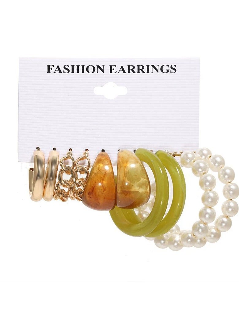 Goolsky Women’s Acrylic Color Earring Set – Simple Stylish Hoop & Stud Combo, Lightweight Fashion Jewelry for Daily Casual & Party Wear - Image 1