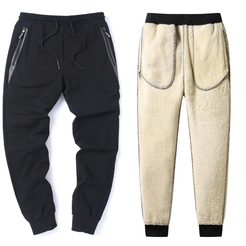 Tansozer Mens Sweatpants Sherpa Fleece Lined Pants Winter Thermal Warm Thick Athletic Joggers Workout Running Track Sports Jogger Pants with Zipper Pockets Black L - Image 4