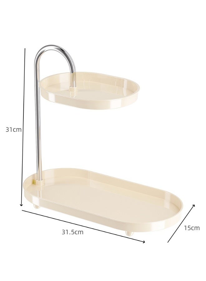 SHAOZHEN Bathroom Countertop Vanity Tray 2 Tiers Sink Trays Cosmetic Storage Organizer for Dresser Soap Dispenser Sponge Holder Standing Perfume Tray for Bedroom Decor (White) - Image 2