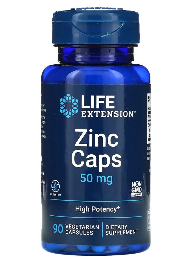 كبسولات الزنك عالية الفعالية 50 ملغ 90 كبسولة نباتية