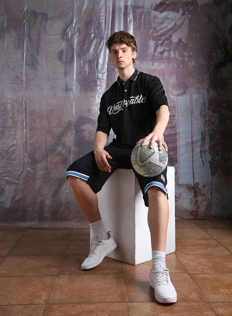 Hubberholme Men Streetletics Printed T-Shirt & Shorts Oversized fit Mesh Co-ord Set