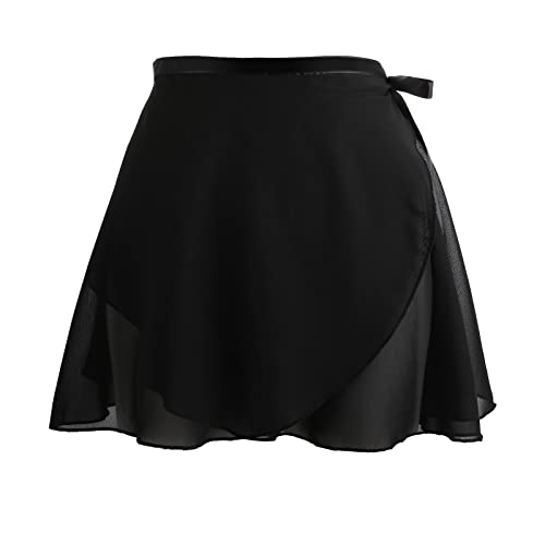 Yolev تنورة باليه نسائية من الشيفون مع حزام قابل للتعديل (أسود) - Image 1
