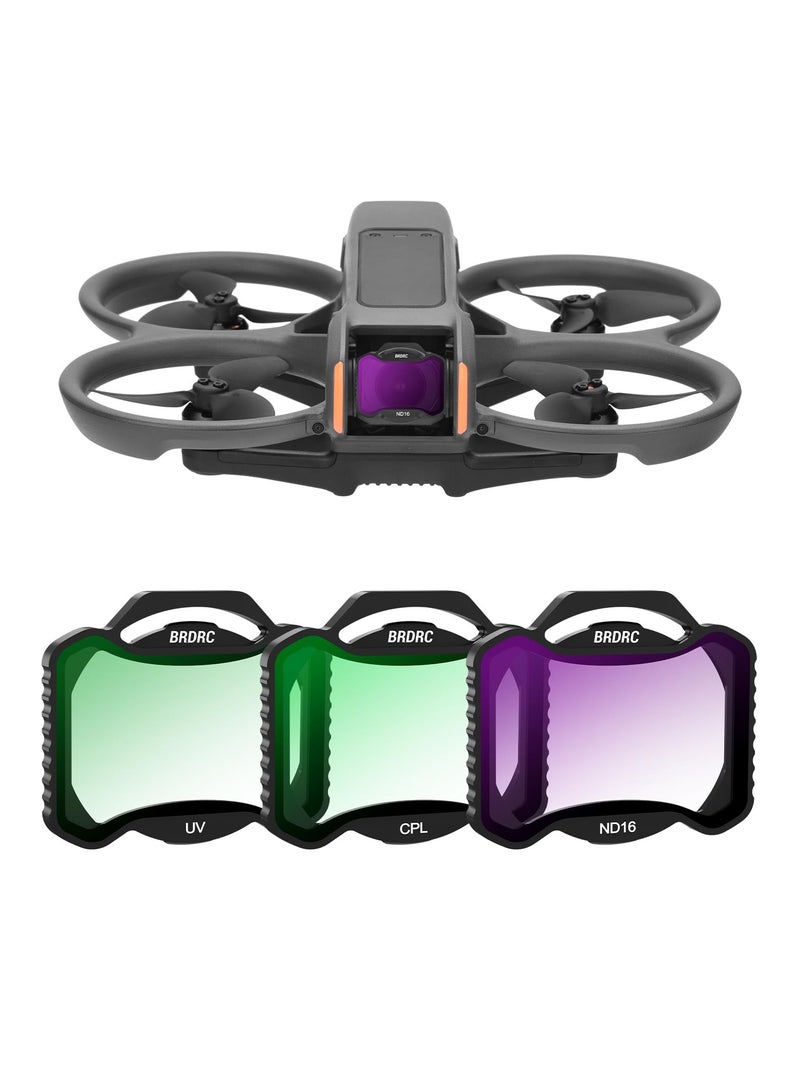 Excefore Filters Set for Avata 2 ND, 3 Pack UV CPL ND16 Protection Lens Neutral Density Filter, Compatible with DJI Avata 2 FPV Drone Accessories, Aluminum - Image 1
