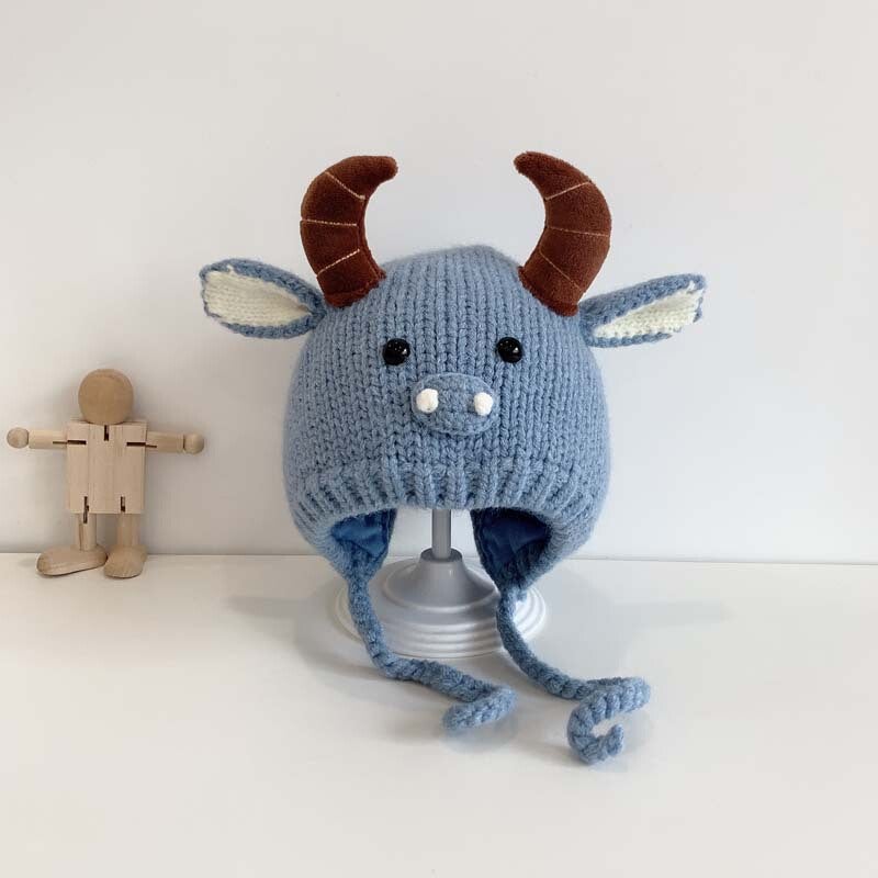 Baby Winter Hat Kids Cute Horn Knitted Warm Korean Style Hat - Image 1