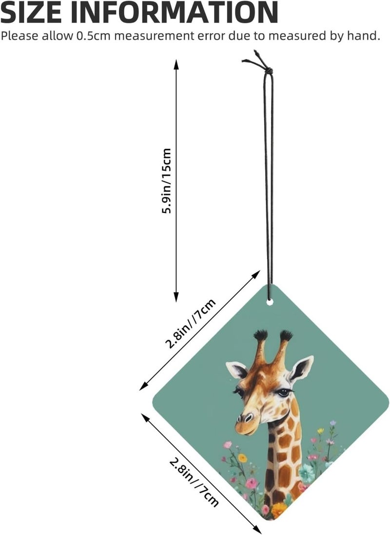 Giraffe with flowers Car Air Fresheners Cards Set of 4 Pieces,Long-Lasting Car Aromatherapy Tablets Hanging Scented Cards for Wardrobe Bathroom Rearview Mirror Hanging Ornament - Image 2