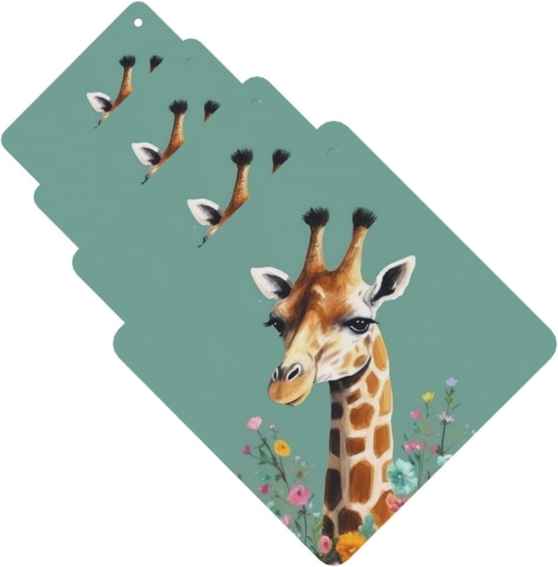 Giraffe with flowers Car Air Fresheners Cards Set of 4 Pieces,Long-Lasting Car Aromatherapy Tablets Hanging Scented Cards for Wardrobe Bathroom Rearview Mirror Hanging Ornament - Image 1