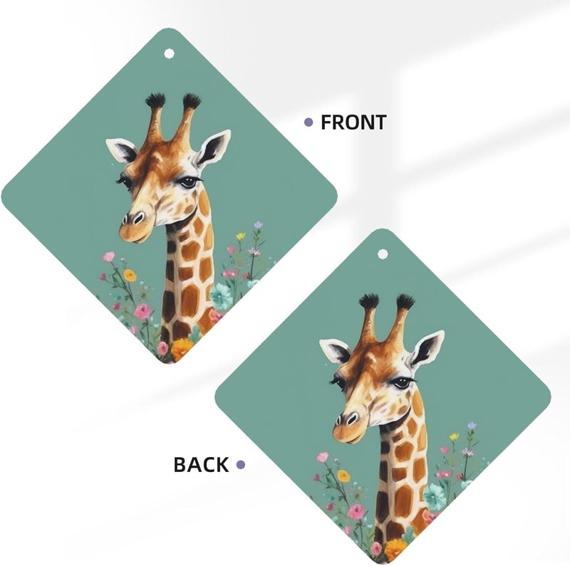 Giraffe with flowers Car Air Fresheners Cards Set of 4 Pieces,Long-Lasting Car Aromatherapy Tablets Hanging Scented Cards for Wardrobe Bathroom Rearview Mirror Hanging Ornament - Image 4
