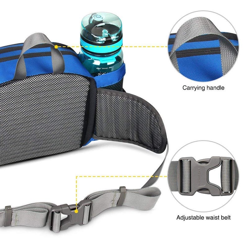 WATERFLY Fanny Pack Waist Bag: Fannie Pack 2 Water Bottle Holders Lumbar Belt Hiking Walking Running Jogging Camping Large Woman Man (Bottle Not Included) - Image 4