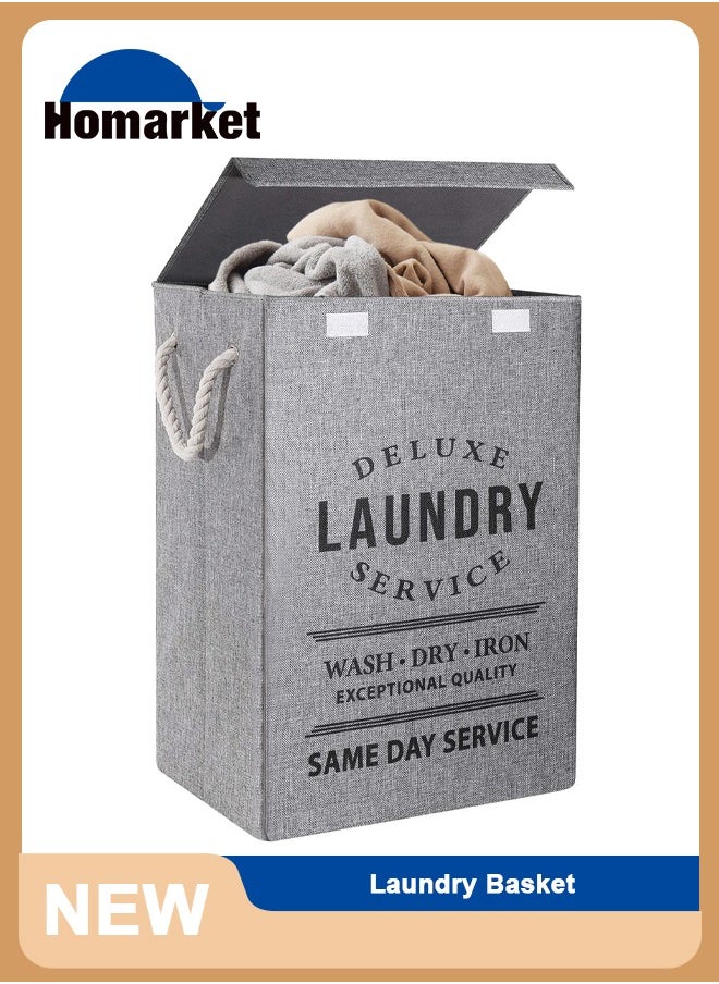 HomarKet - Laundry Basket with Lid, Upgrade Sturdy 85L Large Laundry Hamper - Waterproof Stylish Foldable Laundry Baskets for Storage Clothes Toys(Light Grey) - Image 1
