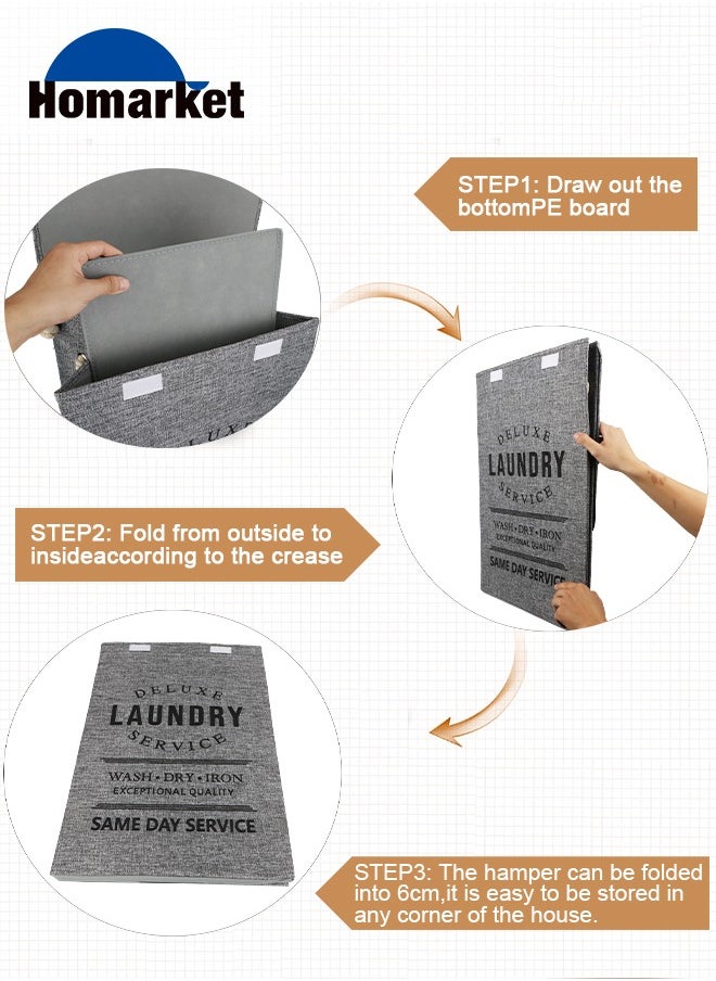 HomarKet - Laundry Basket with Lid, Upgrade Sturdy 85L Large Laundry Hamper - Waterproof Stylish Foldable Laundry Baskets for Storage Clothes Toys(Light Grey) - Image 1