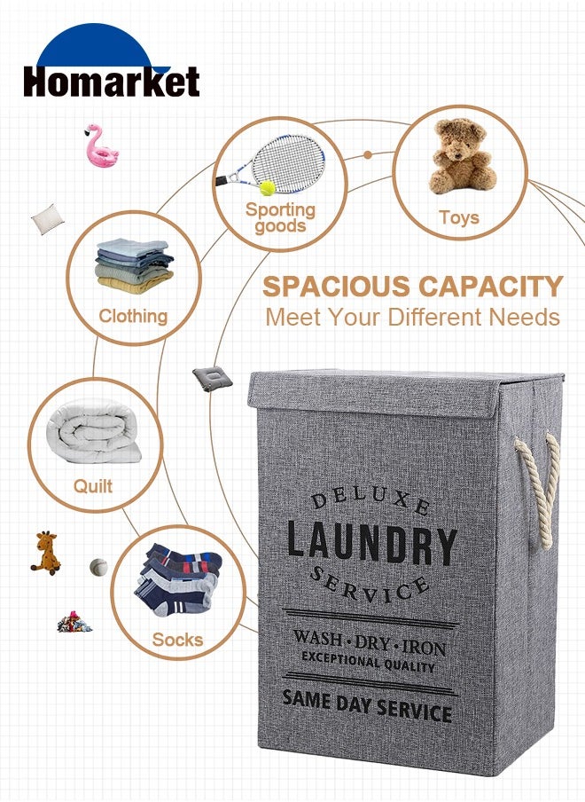 HomarKet - Laundry Basket with Lid, Upgrade Sturdy 85L Large Laundry Hamper - Waterproof Stylish Foldable Laundry Baskets for Storage Clothes Toys(Light Grey) - Image 1