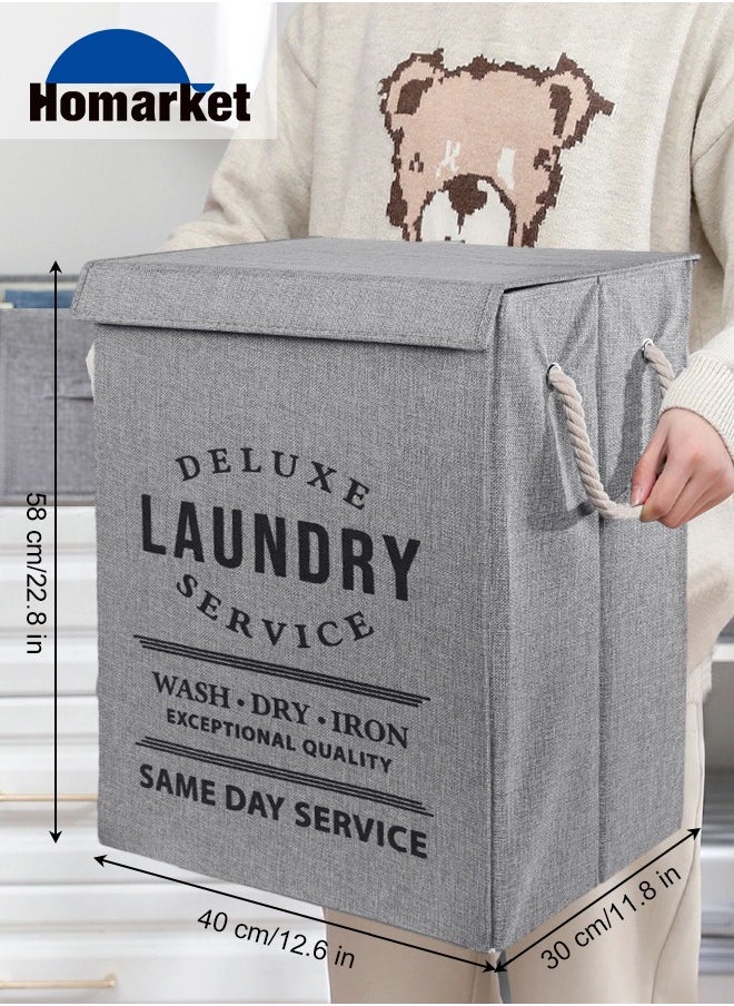 HomarKet - Laundry Basket with Lid, Upgrade Sturdy 85L Large Laundry Hamper - Waterproof Stylish Foldable Laundry Baskets for Storage Clothes Toys(Light Grey) - Image 1
