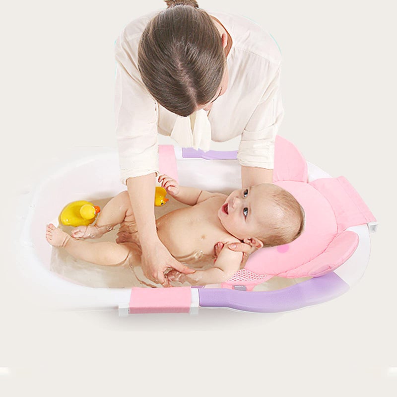 AIR&TREE Baby Bath Seat Support Net, Quick Drying, Adjustable, Comfortable, Non-Slip, Infant Bathtub Sling Shower Mesh for a Tub, with Safety Support Corners (Pink) - Image 5